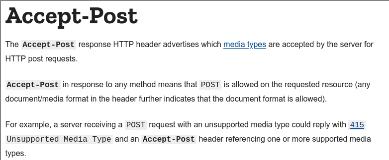 A screenshot from MDN&rsquo;s documentation for Accept-Post