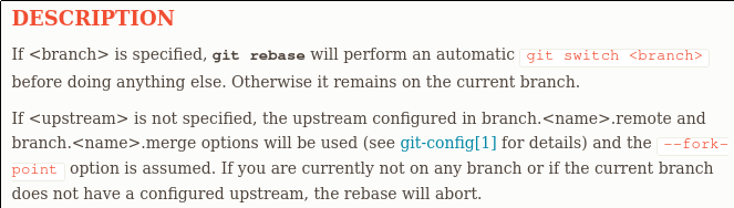 A screenshot form the documentation for git-rebase